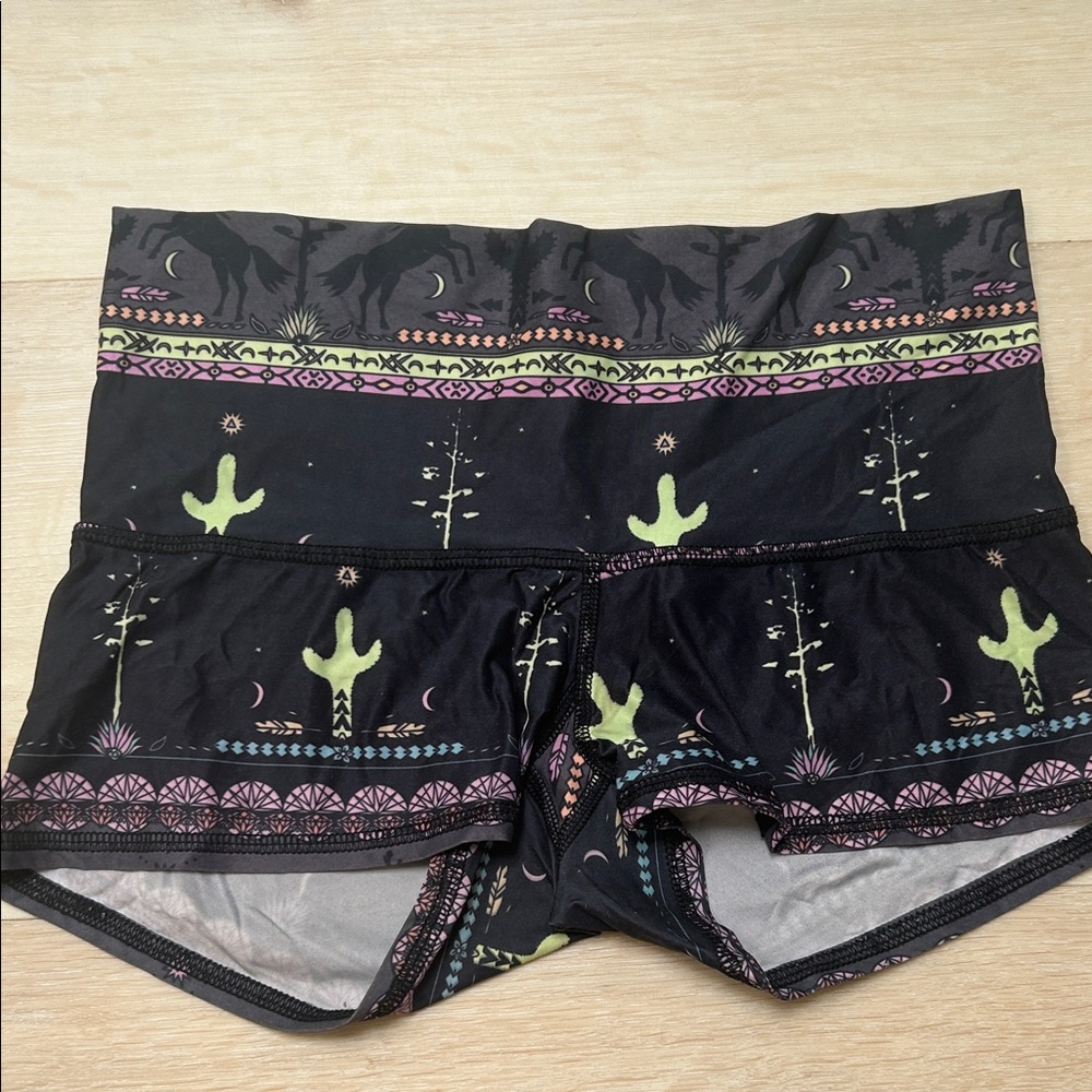 Teeki Black and Green Cactus Print Women Shorts